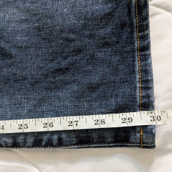 CAbi Straight Button-Fly Jeans Women's 8 Distressed Blue Dark Wash Denim #6068 - Picture 14 of 15